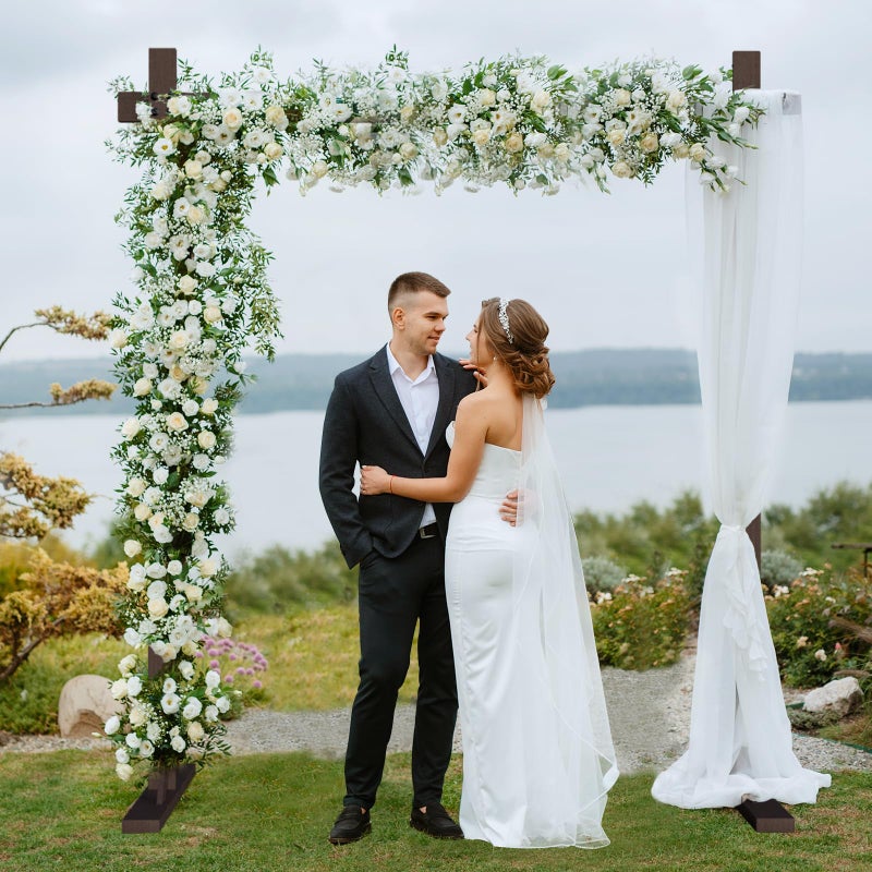 Chamvis 7.48FT Wooden Wedding Arch Frame, Wood Square Arch Backdrop Stand Wedding Arbor for Ceremony and Outdoor Lawn Decorations - Image 4