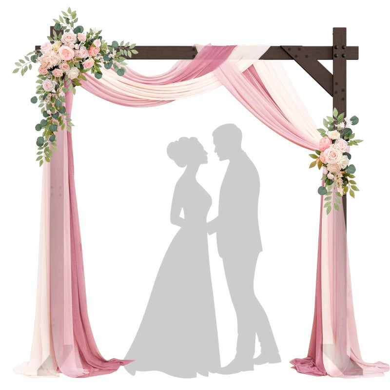 Chamvis 7.48FT Wooden Wedding Arch Frame, Wood Square Arch Backdrop Stand Wedding Arbor for Ceremony and Outdoor Lawn Decorations - Image 1
