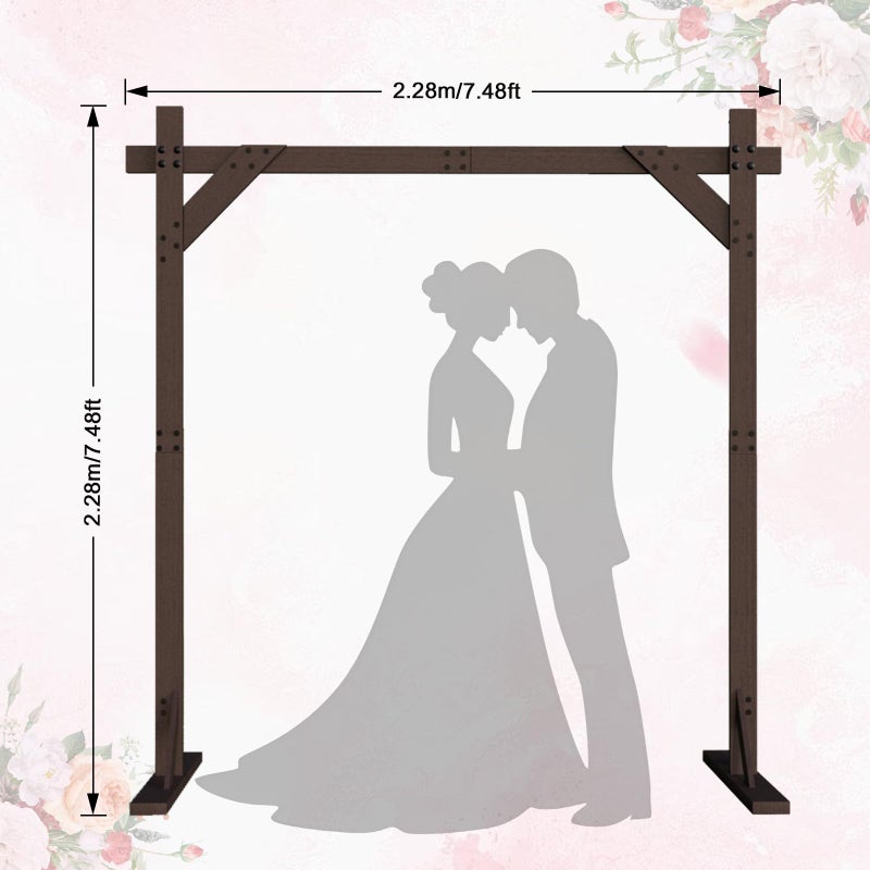 Chamvis 7.48FT Wooden Wedding Arch Frame, Wood Square Arch Backdrop Stand Wedding Arbor for Ceremony and Outdoor Lawn Decorations - Image 2