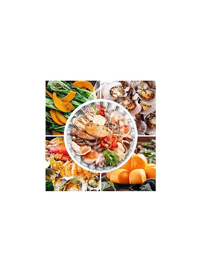 PROMASS - Basket Stainless Steel Vegetable Steamer Basket Folding Steamer Insert for Veggie Fish Seafood Cooking for Herbs, Chicken, Meat & Vegetables with Oven Mitts (11 in) - Image 1