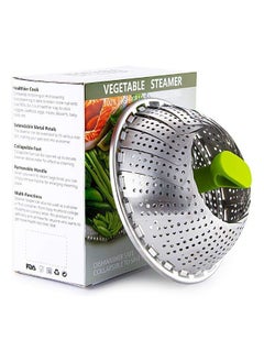 Basket Stainless Steel Vegetable Steamer Basket Folding Steamer Insert for Veggie Fish Seafood Cooking for Herbs, Chicken, Meat & Vegetables with Oven Mitts (11 in)