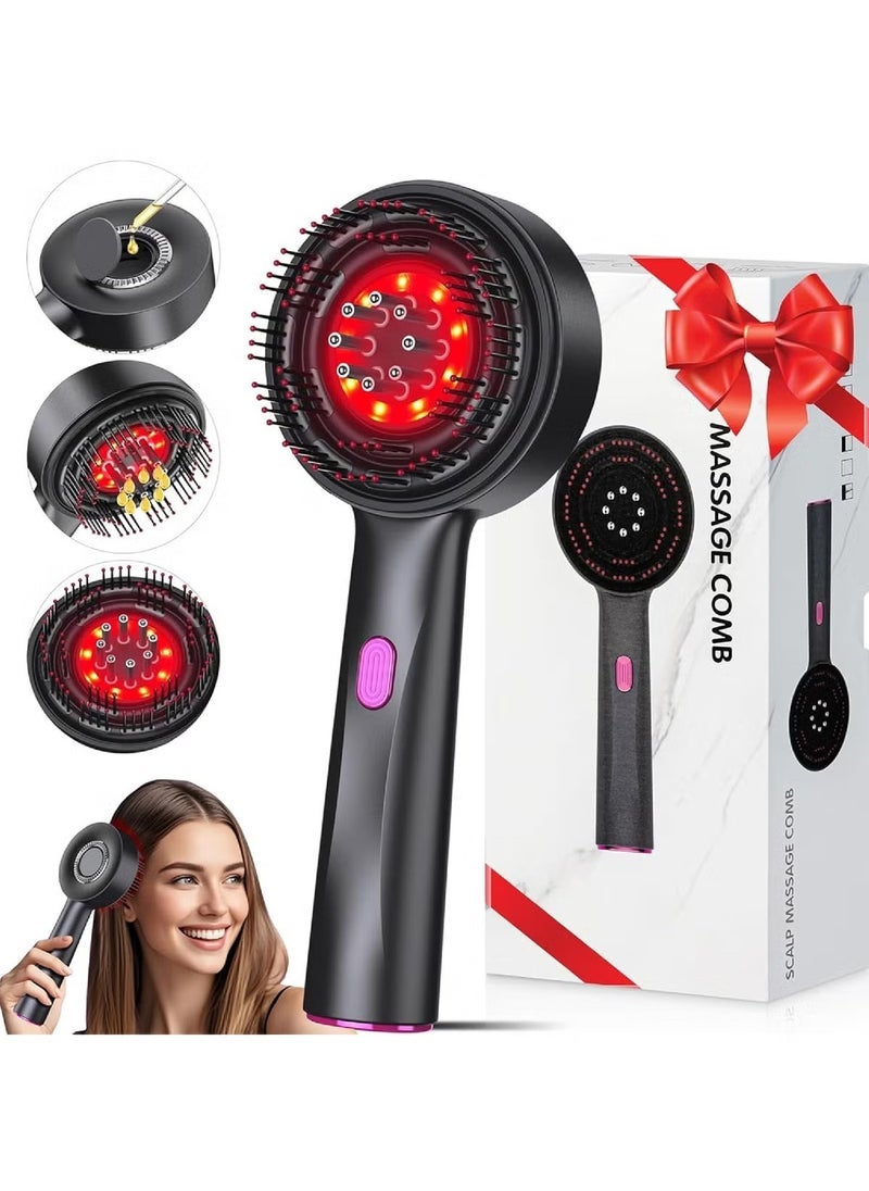 TIGER Cordless Electric Scalp Massager with Oil Applicator – Rechargeable IPX7 Waterproof Head Massager Comb – Deep-Kneading Vibration, Red/Blue Light Therapy – Stimulate Hair Growth & Relaxation  - Image 1