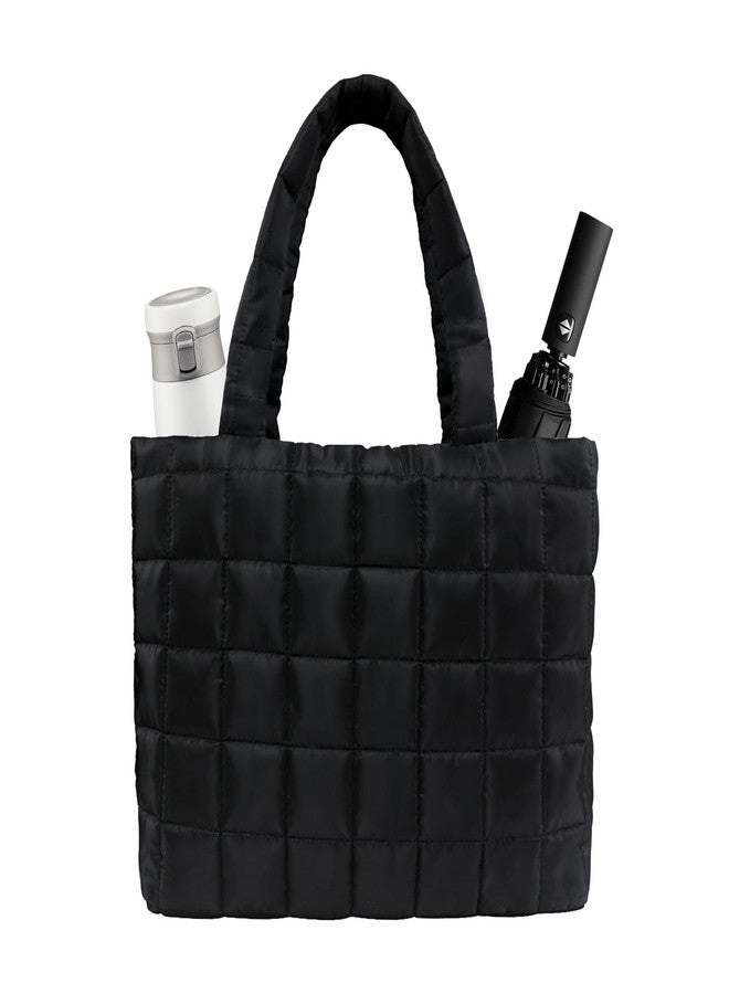 TPQKA Tote Bag for Women, Puffer Work Handbag 13.7 Inch Laptop Purse, Lightweight Carryall Puffer Shoulder Bag Handbag Large Quilted Travel Tote Shoulder Bag for College Office Clinical Gym, Black - Image 1