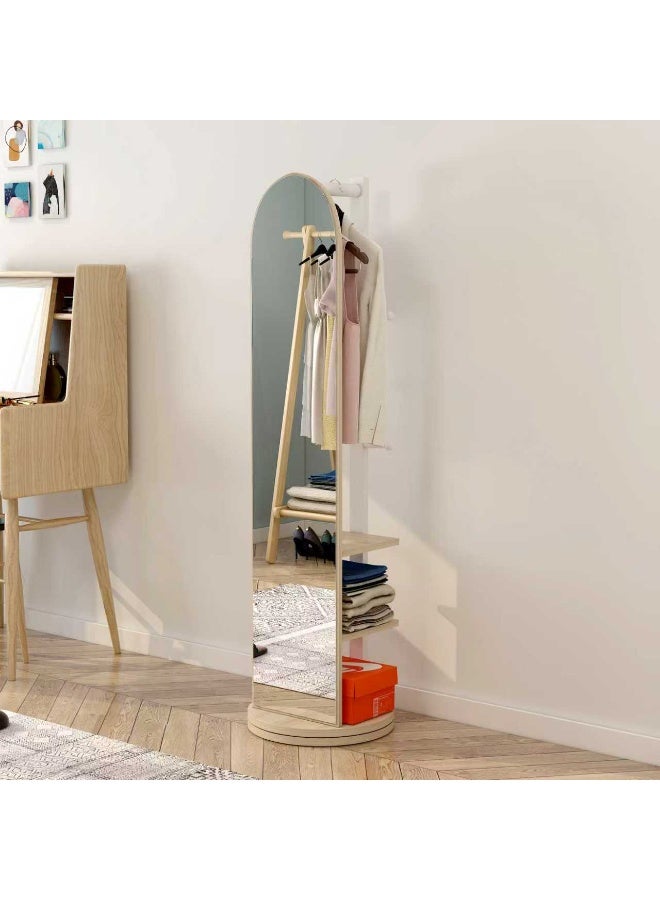 Multifunctional Rotating Full-Length Mirror, Floor-Standing Household Full-Length Mirror Storage Cabinet With Clothes Hanger, Integrated Bedroom And Living Room Storage Rack（CSJ168B） - Image 1