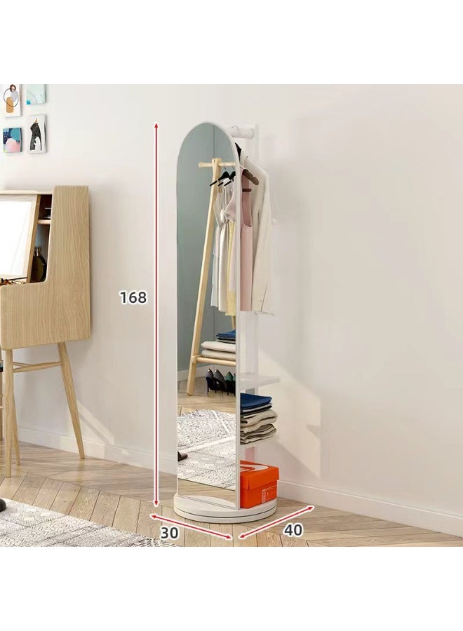 Multifunctional Rotating Full-Length Mirror, Floor-Standing Household Full-Length Mirror Storage Cabinet With Clothes Hanger, Integrated Bedroom And Living Room Storage Rack（CSJ168B） - Image 2