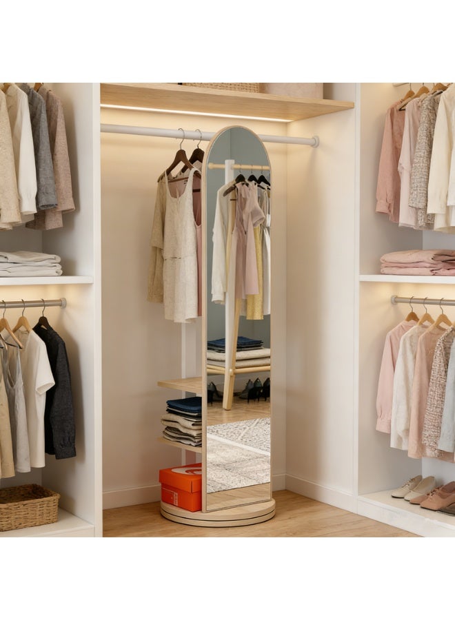 Multifunctional Rotating Full-Length Mirror, Floor-Standing Household Full-Length Mirror Storage Cabinet With Clothes Hanger, Integrated Bedroom And Living Room Storage Rack（CSJ168B） - Image 5