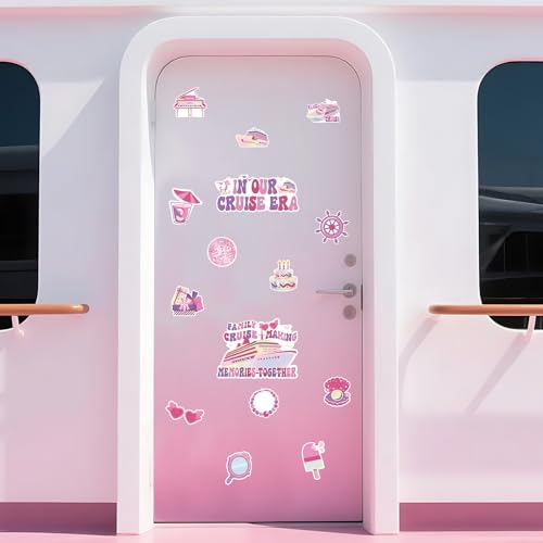 Yomaiha 18pcs Family Cruise Door Magnets Decorations Magnetic Family Trip in Our Cruise Era Magnets Pink Funny Family Vacation Cruise Ship Door Magnetic Sticker Decals for Refrigerator Car Cabin Carnival - Image 3