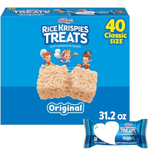 Rice Krispies Treats Crispy Marshmallow Squares, Kids Snacks, Snack Bars, Original, 31.2oz Box (40 Bars) - Image 1