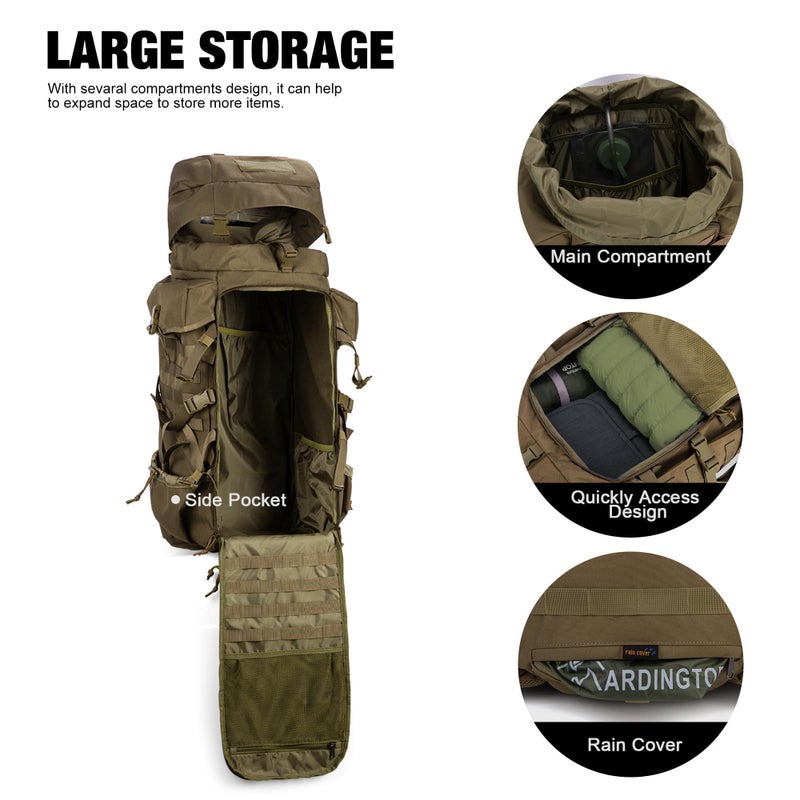 Mardingtop 70L Military Internal Frame Backpack for Hunting,Camping,Hiking Rucksack Backpacking Backpack with Rain Cover - Image 4