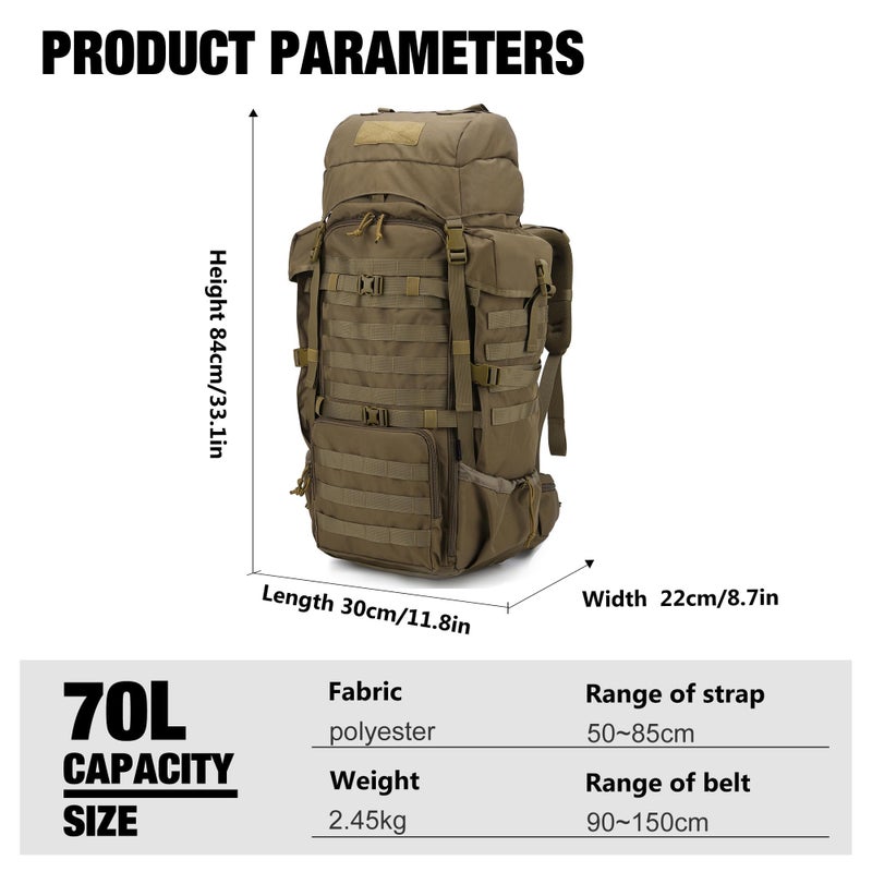 Mardingtop 70L Military Internal Frame Backpack for Hunting,Camping,Hiking Rucksack Backpacking Backpack with Rain Cover - Image 2