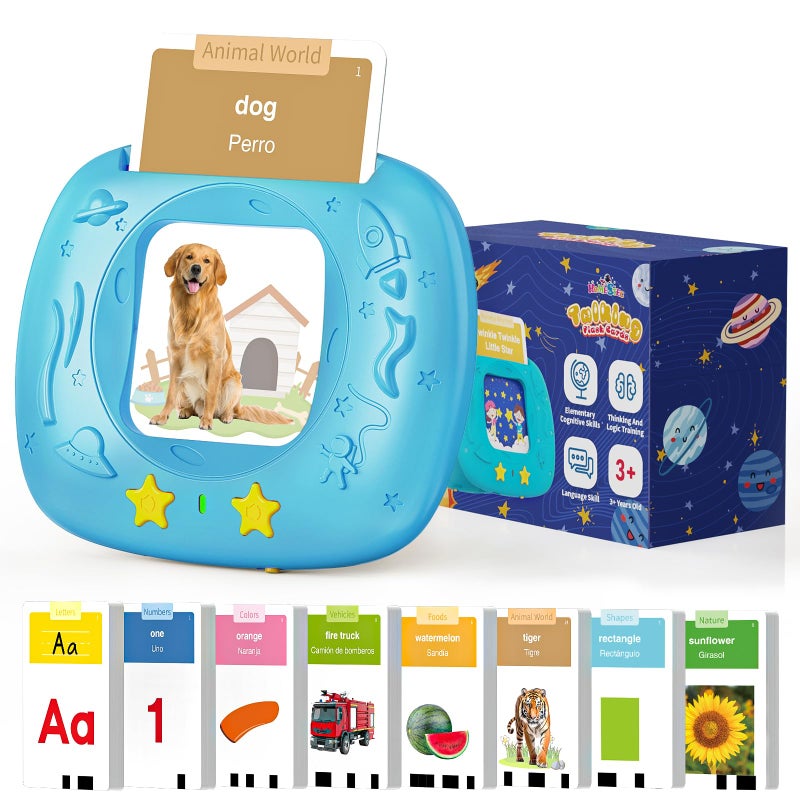 HOMESTEC Toddlers Bilingual Spanish English Talking Flash Cards with 288 Sight Words Speech Therapy Toys for 3 4 5 6 Years Old Boys and Girls Learning Educational Kids Gifts Blue - Image 3