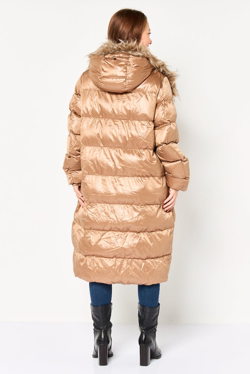 GEOX Women Quilted Puffer Jacket, Bronze - Image 4