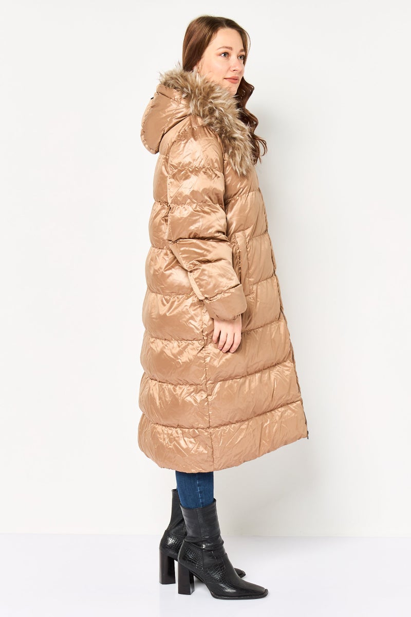 GEOX Women Quilted Puffer Jacket, Bronze - Image 3