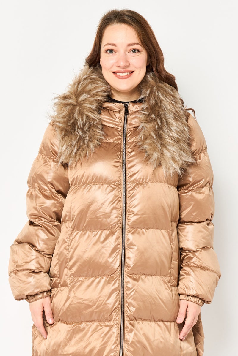 GEOX Women Quilted Puffer Jacket, Bronze - Image 2