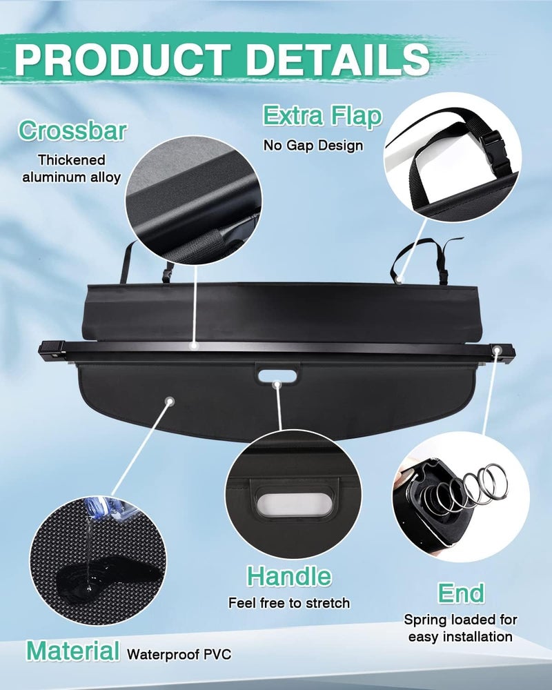 Powerty Retractable Cargo Cover for Acura RDX 2019-2022 - Trunk Shielding Shade - Image 3