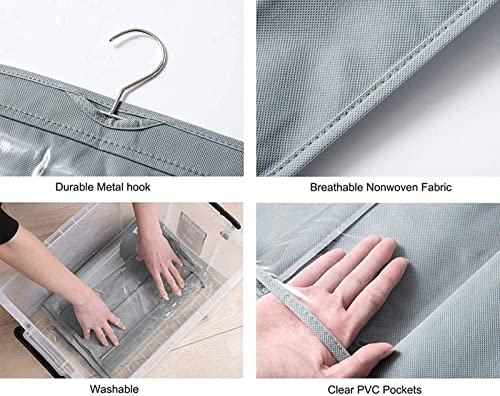 HAN SHENG 8 Pockets Clear Handbag & Purse Organizer Hanging Bag Storage - Space Saving Hanging Shelf for Closet, Wardrobe, Over Door (2 Pack, Grey) - Image 3