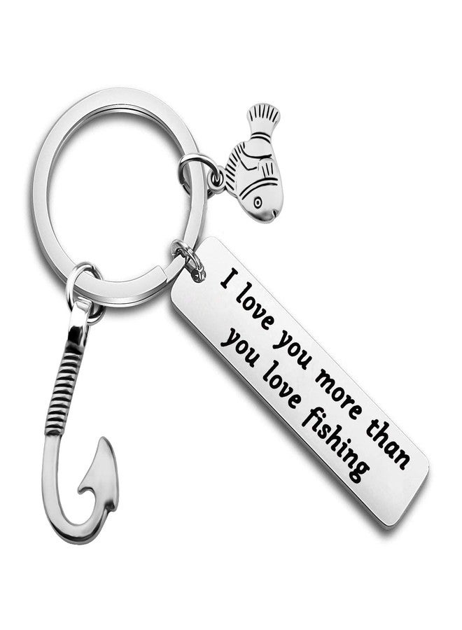 MYOSPARK I Love You More Than You Love Fishing Keychain Fisherman Gift For Dad Boyfriend Husband Fiance Birthday Christmas Valentines's Day Gift (Love you than fishing) - Image 1