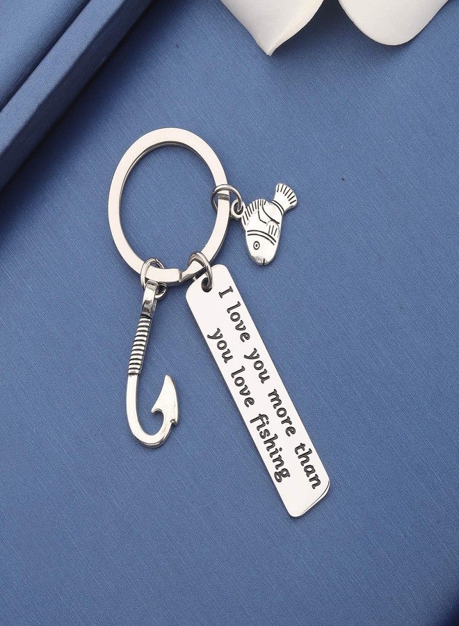 MYOSPARK I Love You More Than You Love Fishing Keychain Fisherman Gift For Dad Boyfriend Husband Fiance Birthday Christmas Valentines's Day Gift (Love you than fishing) - Image 2