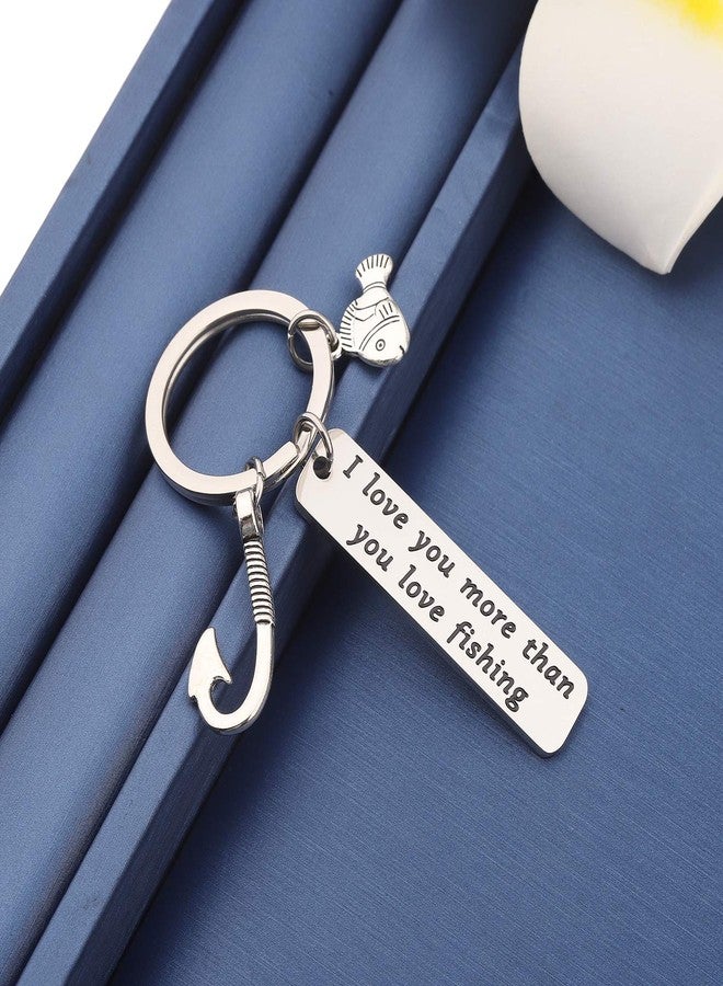 MYOSPARK I Love You More Than You Love Fishing Keychain Fisherman Gift For Dad Boyfriend Husband Fiance Birthday Christmas Valentines's Day Gift (Love you than fishing) - Image 5