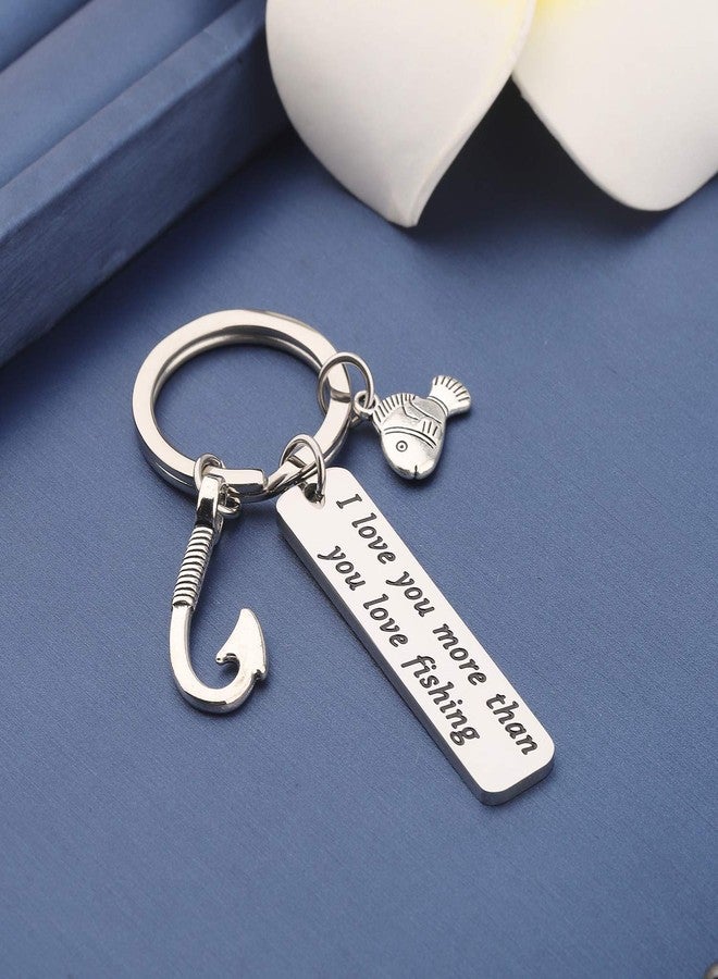 MYOSPARK I Love You More Than You Love Fishing Keychain Fisherman Gift For Dad Boyfriend Husband Fiance Birthday Christmas Valentines's Day Gift (Love you than fishing) - Image 4