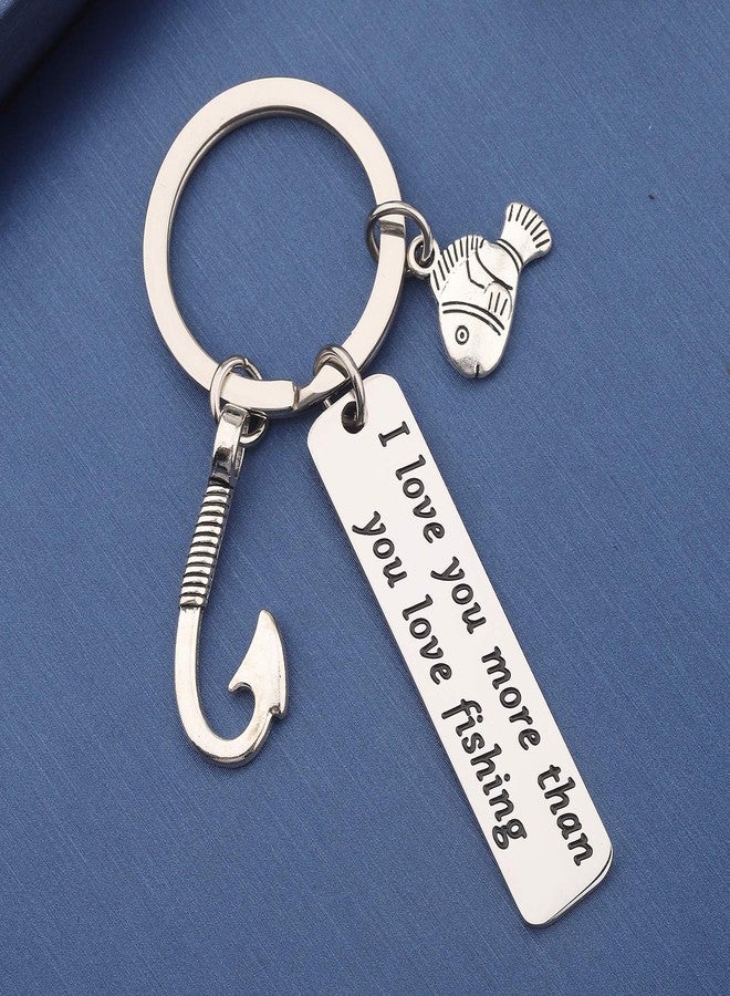 MYOSPARK I Love You More Than You Love Fishing Keychain Fisherman Gift For Dad Boyfriend Husband Fiance Birthday Christmas Valentines's Day Gift (Love you than fishing) - Image 3