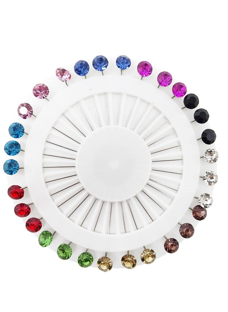 Hijab Pins with Safety Caps, 30Pcs Colorful Crystal Rhinestone Pins, Scarf Pins, Brooch Pins, Shawl Sweater Cardigan Safety Pins, Wedding Pins Sewing Snag-Free Pins - Image 1