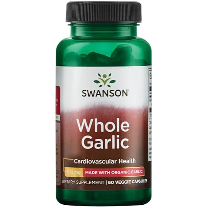 Swanson Made with Organic Whole Garlic 700 Milligrams 60 Veg Capsules - Image 1