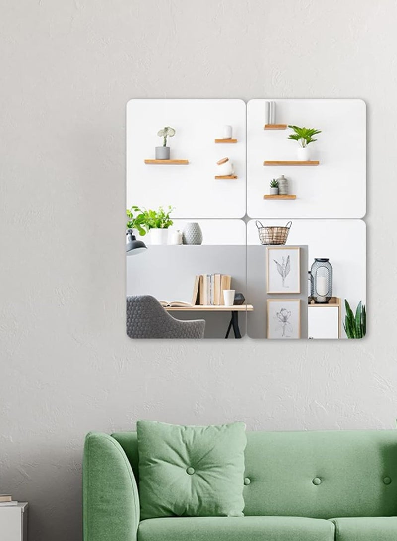 TPGP Pack of 4 Self-Adhesive Tile Mirrors (20 x 20 cm) – Flexible Non-Glass Acrylic Wall Mirror for Home Décor - Image 5