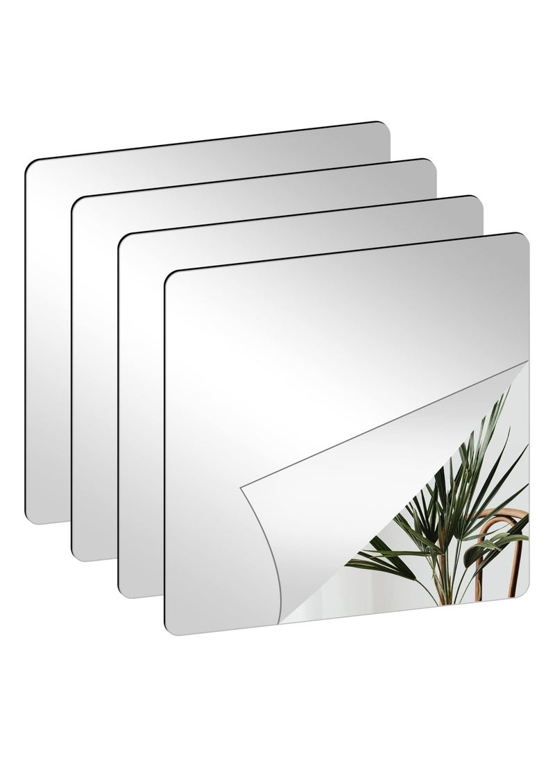 TPGP Pack of 4 Self-Adhesive Tile Mirrors (20 x 20 cm) – Flexible Non-Glass Acrylic Wall Mirror for Home Décor - Image 1