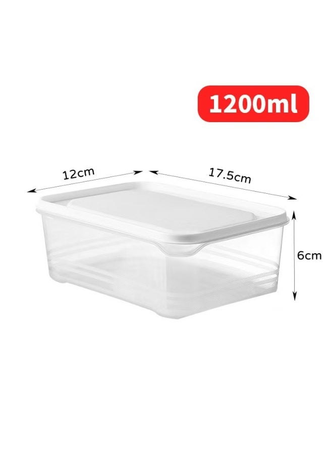 Food Storage Box Vegetable Frozen Layer Frozen Meat Refrigerator Food Sub-box Microwave Fruit Storage Box-Specifications:1200mL-Color:White Lid  - Image 1