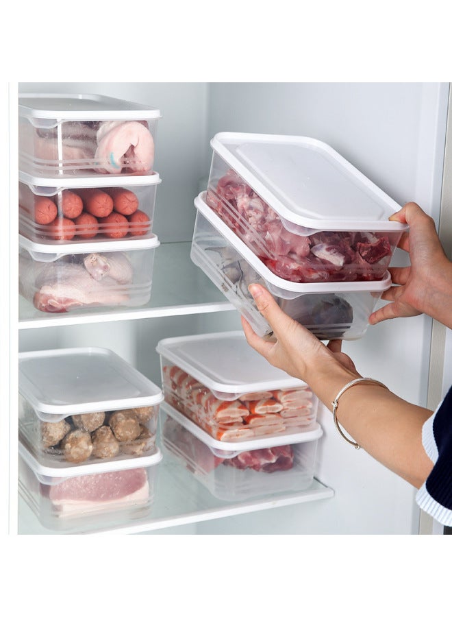 Food Storage Box Vegetable Frozen Layer Frozen Meat Refrigerator Food Sub-box Microwave Fruit Storage Box-Specifications:1200mL-Color:White Lid  - Image 3