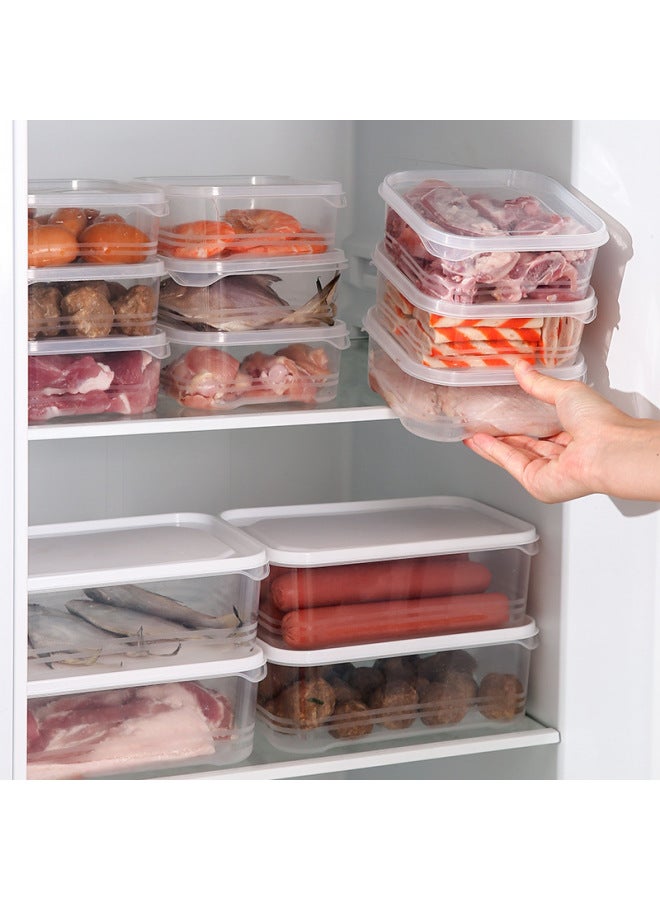 Food Storage Box Vegetable Frozen Layer Frozen Meat Refrigerator Food Sub-box Microwave Fruit Storage Box-Specifications:1200mL-Color:White Lid  - Image 2