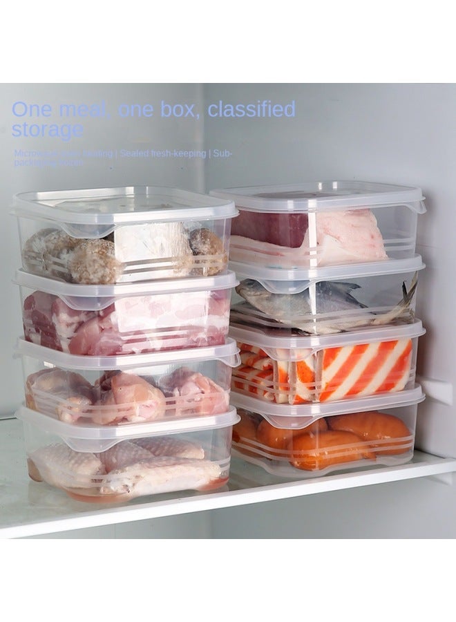 Food Storage Box Vegetable Frozen Layer Frozen Meat Refrigerator Food Sub-box Microwave Fruit Storage Box-Specifications:1200mL-Color:White Lid  - Image 4