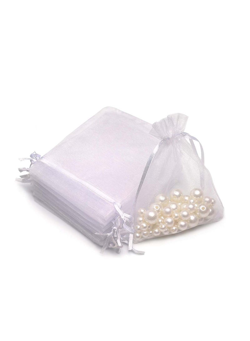 SYOSI Organza Bags Large, 50 Pcs 20 x 30 cm Sheer Drawstring Jewelry Pouches Favor Gift Bags for Birthday and Wedding, Party, Gift Packaging, Shower Party (White)  - Image 1