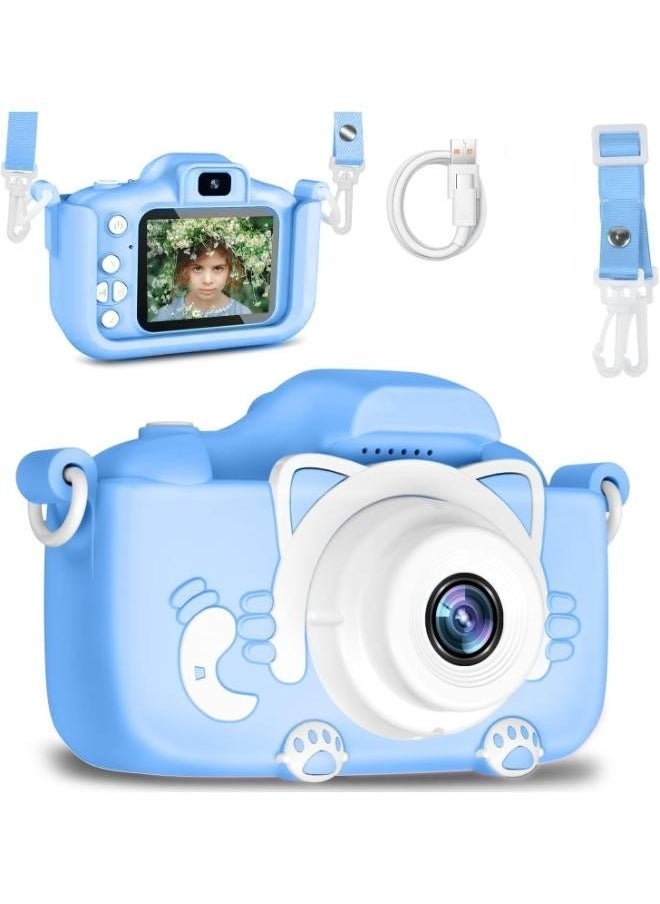 Kids Digital Camera for Boys & Girls – Blue Selfie Camera with Video Recording, Games & Music Player | Fun & Educational Toddler Camera for Age 3–12 | Great Birthday & Children’s Day Gift | Durable, Rechargeable & Easy to Use | Child-Safe Design