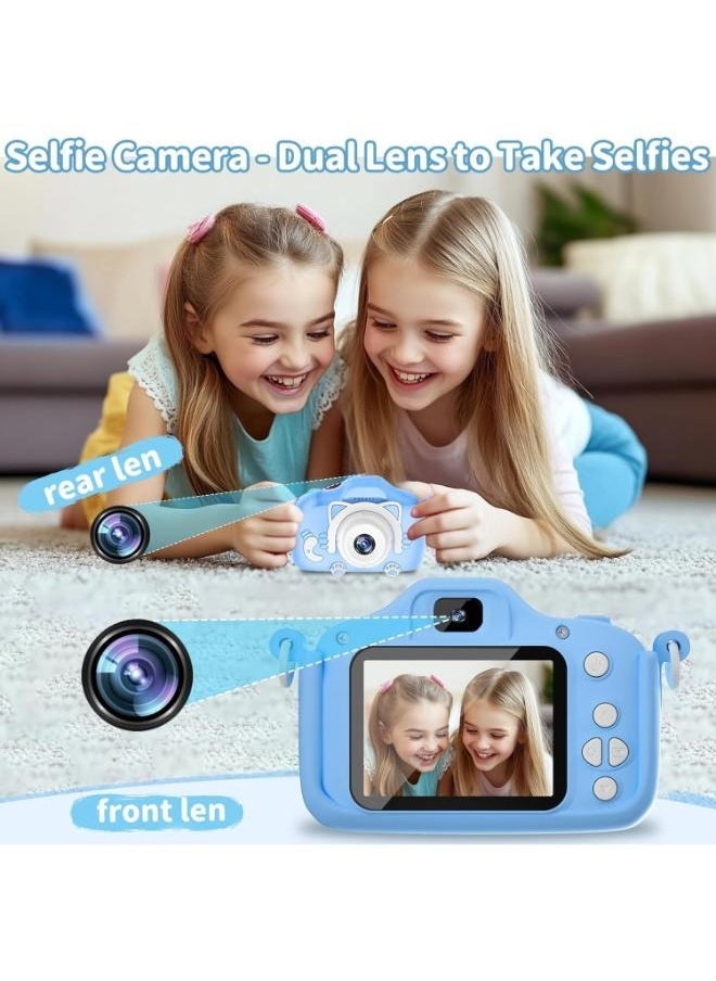 Kids Digital Camera for Boys & Girls – Blue Selfie Camera with Video Recording, Games & Music Player | Fun & Educational Toddler Camera for Age 3–12 | Great Birthday & Children’s Day Gift | Durable, Rechargeable & Easy to Use | Child-Safe Design