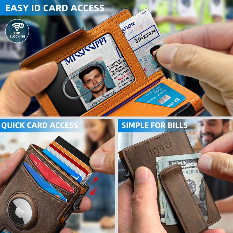miyozi Airtag Wallet for Men,with Money Clip 10 Cards Metal Case Smart Slim Pop Up Credit Card Holder Flip with Magnetic Closure RFID Blocking Wallet with Gift Box - Image 5