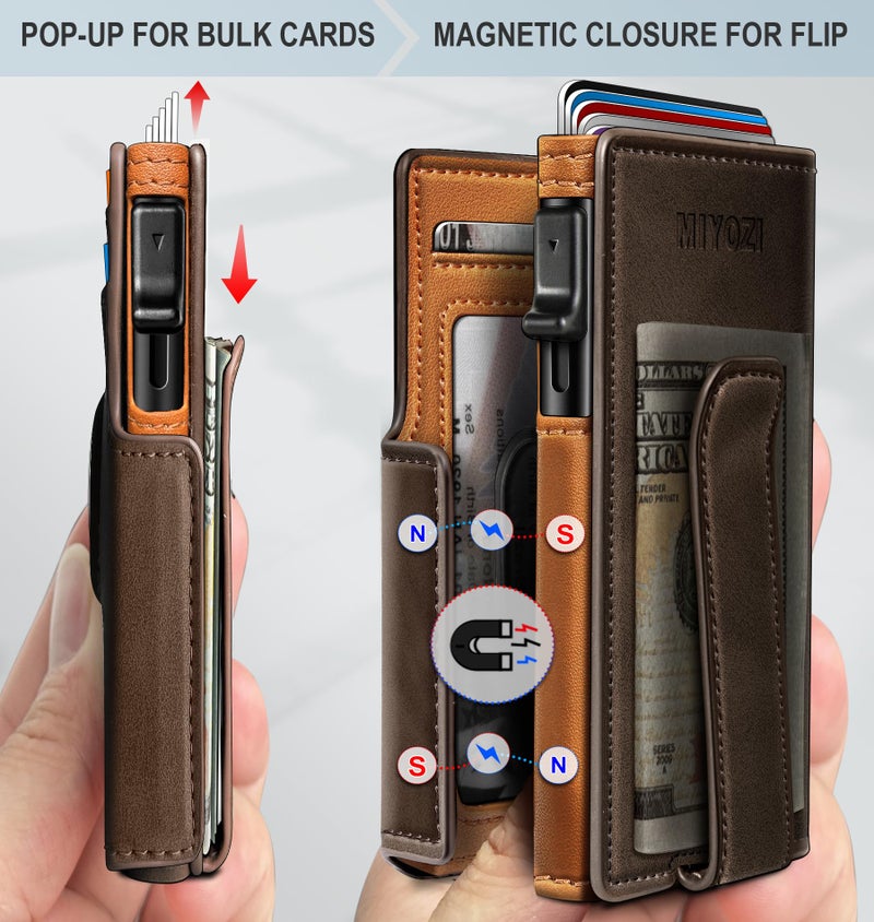miyozi Airtag Wallet for Men,with Money Clip 10 Cards Metal Case Smart Slim Pop Up Credit Card Holder Flip with Magnetic Closure RFID Blocking Wallet with Gift Box - Image 3