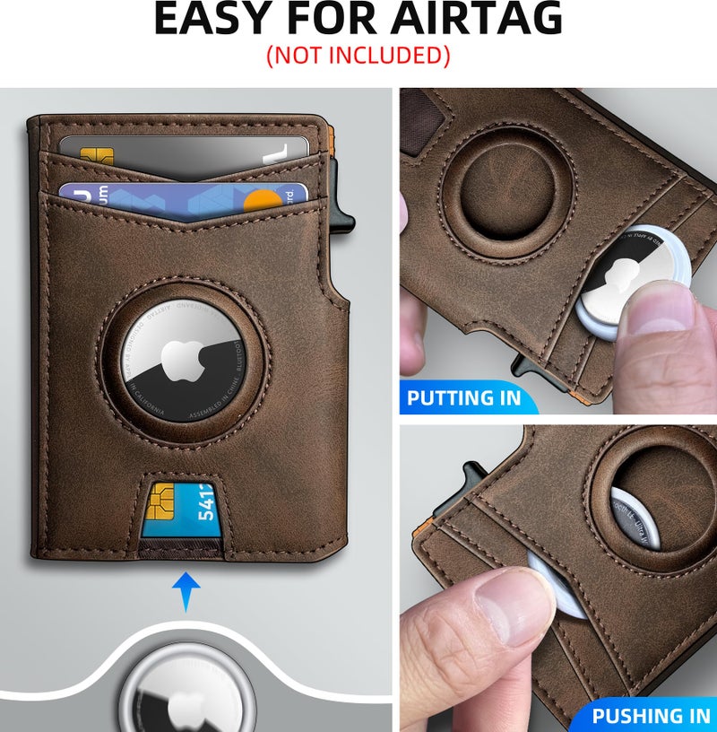 miyozi Airtag Wallet for Men,with Money Clip 10 Cards Metal Case Smart Slim Pop Up Credit Card Holder Flip with Magnetic Closure RFID Blocking Wallet with Gift Box - Image 4