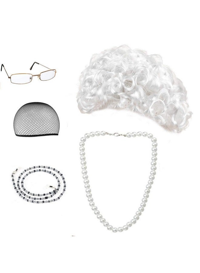 Beelittle Old Lady Costume Cosplay Grandma Granny Wig Great for Halloween Christmas Mrs. Claus - Image 1