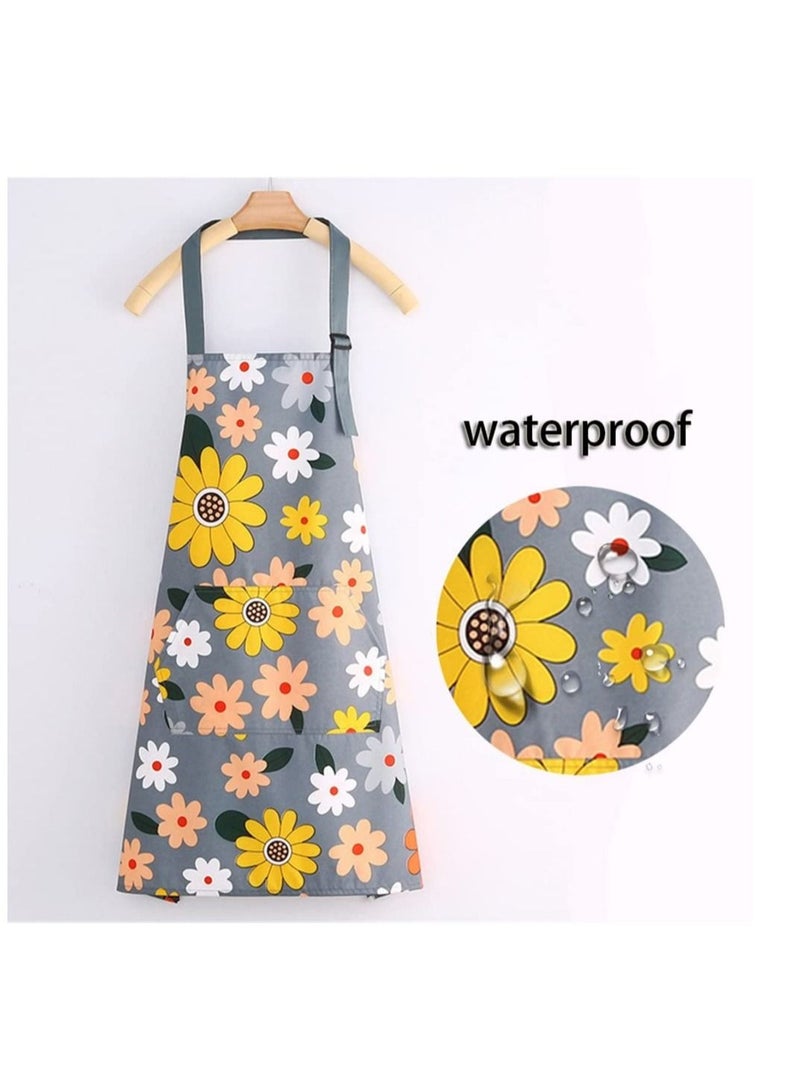 KASTWAVE Kitchen Aprons for Women 2 Pack Adjustable Waterproof Cooking Apron with Pockets Chef Aprons for Kitchen Baking Gardening BBQ - Image 3