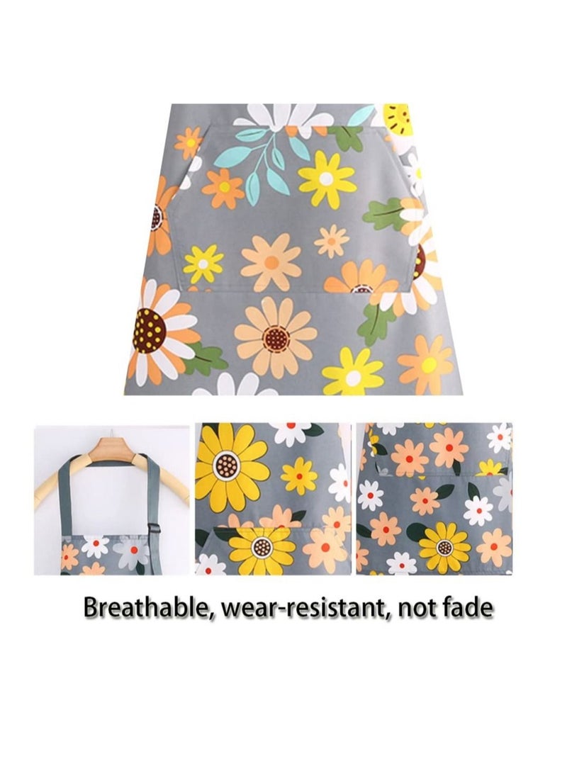 KASTWAVE Kitchen Aprons for Women 2 Pack Adjustable Waterproof Cooking Apron with Pockets Chef Aprons for Kitchen Baking Gardening BBQ - Image 4