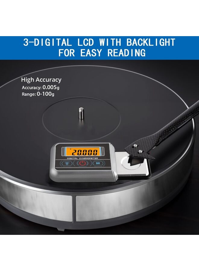 0.005g/100g Digital Turntable Stylus Force Scale Gauge with LCD Backlight,Stylus Pressure Gauge for Tonearm Phono Cartridge,Nonmagnetic - Image 4