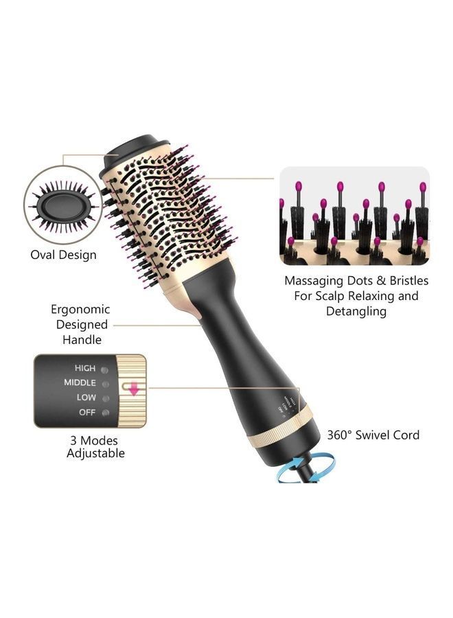 NIBEMINENT 3 In 1 Hair Dryer Brush Black/Gold - Image 2