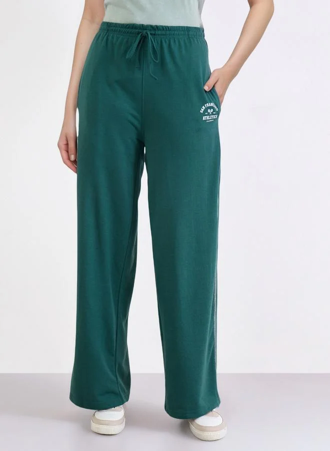 Styli Women Green Wide Leg Joggers