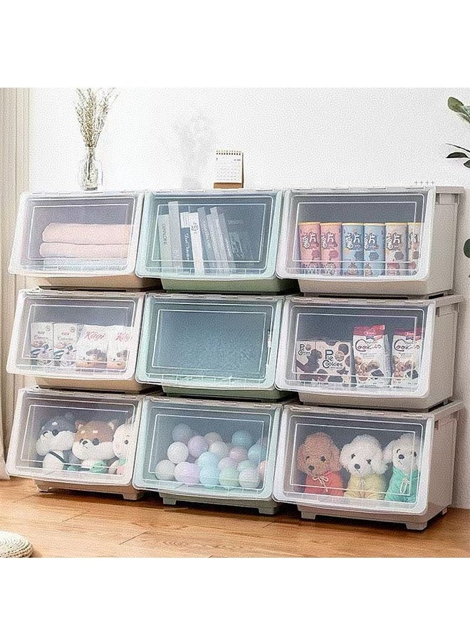 JCB CHIC Large Capacity Plastic Storage Box，Storage Bins with Lids，Opening Storage Cabinet，Multi-use  Storage Box  Toy Chest Box for Clothes, Toys, Books, Snacks(9PCS)  - Image 1