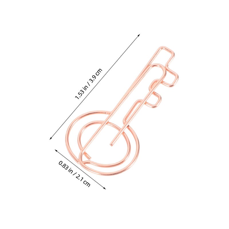 Creative Key Shaped Paper Clips 30pcs Metal Office Supplies Rose Gold Bookmark - Image 3