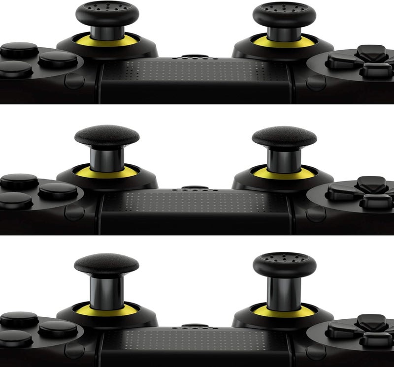 eXtremeRate عصا التحكم القابلة للتبديل المريحة من eXtremeRate ThumbsGear لوحدة تحكم PlayStation 4 PS4 Slim PS4 Pro مع 3 ارتفاعات مقببة ومقعرة قابلة للتعديل - كروم ذهبي وأسود - Image 4