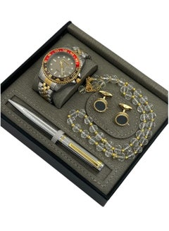4 Piece Men's Watch Set Wrist Watch Set Wth Fountain Pen Button