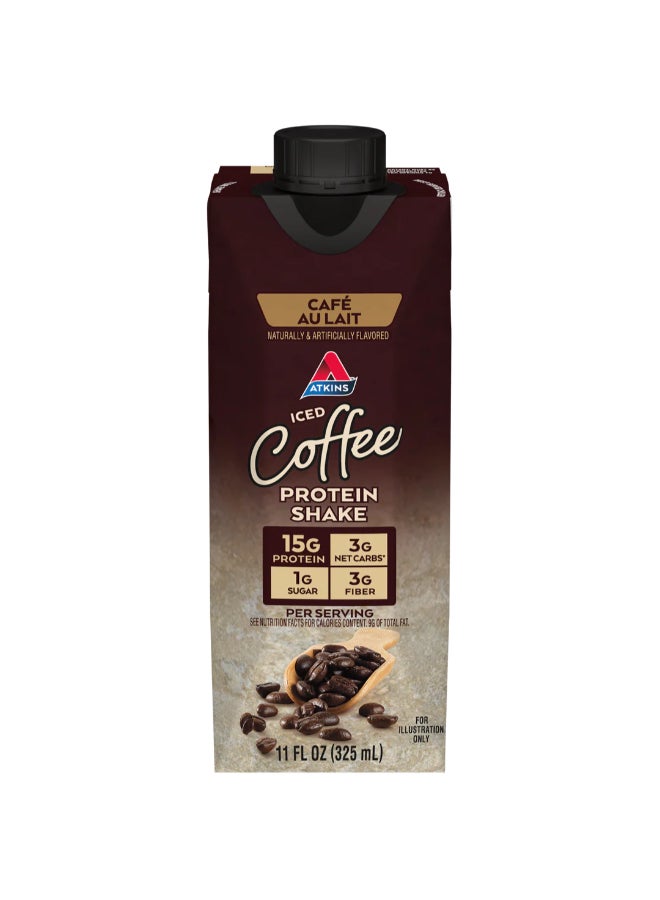 Atkins Iced Coffee Protein Shake Cafe Au Lait 4 Shakes 11 fl oz (325 ml) Each - Image 2